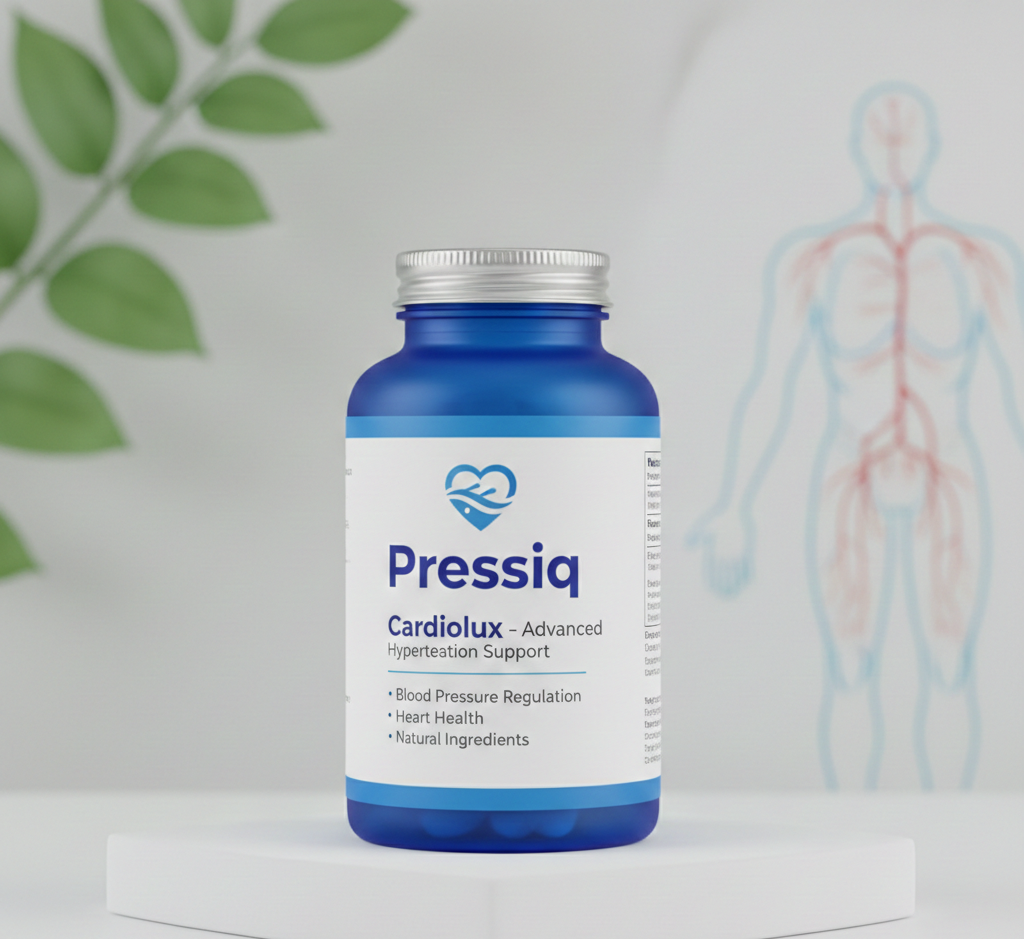 Cardiolux supplement bottle with natural heart-healthy ingredients, professional product photography showing elegant packaging design for cardiovascular wellness supplement